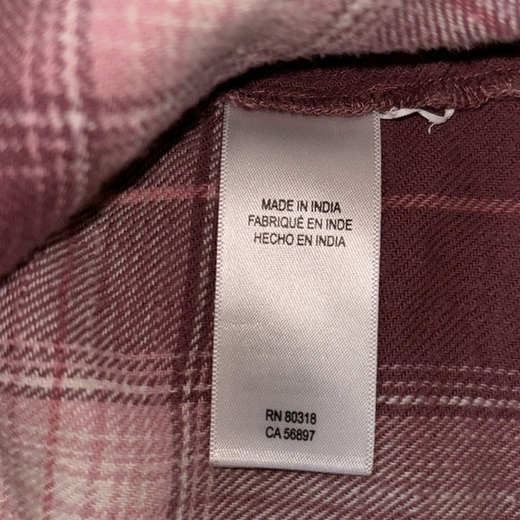 Lucky BrandšFlannel Plaid Button Front Pink Plaid Cropped Hoodie, Size Small - Picture 12 of 14